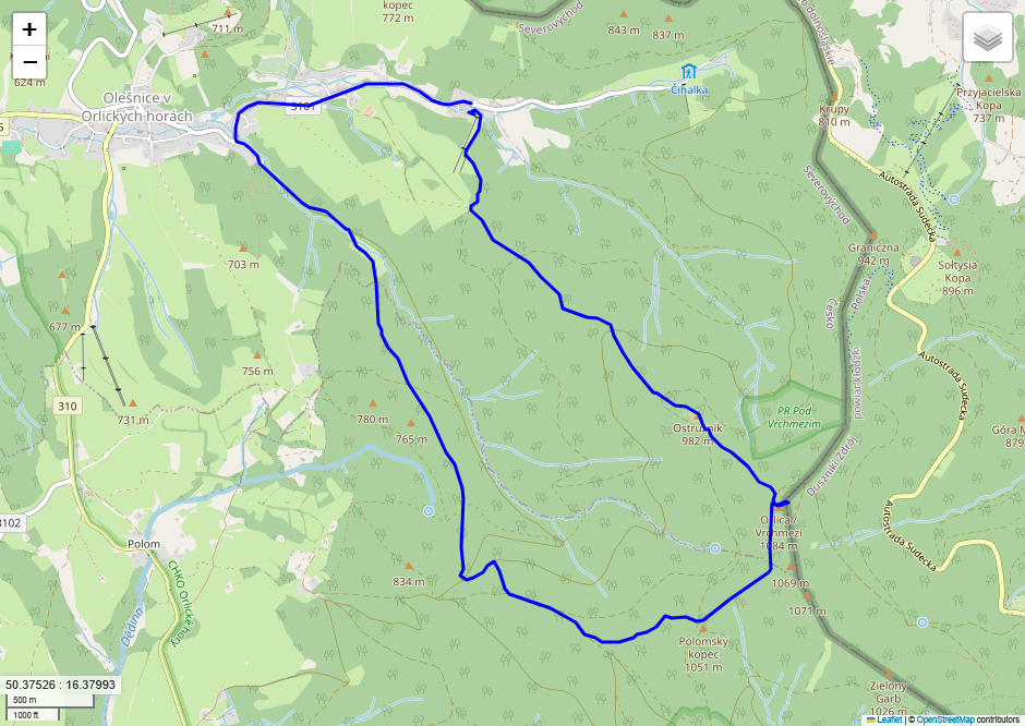 Vrchmezí - trasa
